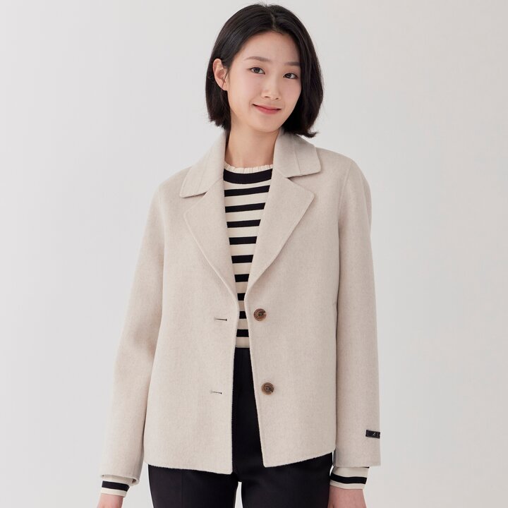 [지센] (2컬러) 울 혼방 핸드메이드 숏 자켓 LFJKP102