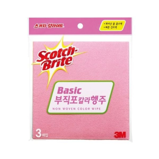 에이치플러스몰_0000000527 3M 브라이트 베이직 부직포 칼라행주 3매 (1개)