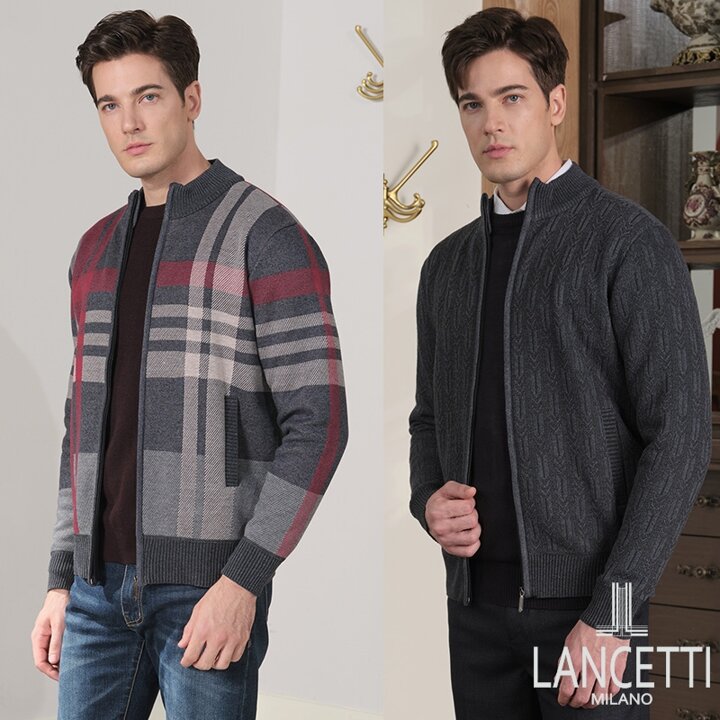 [Lancetti] 풀집업 기모 본딩 니트