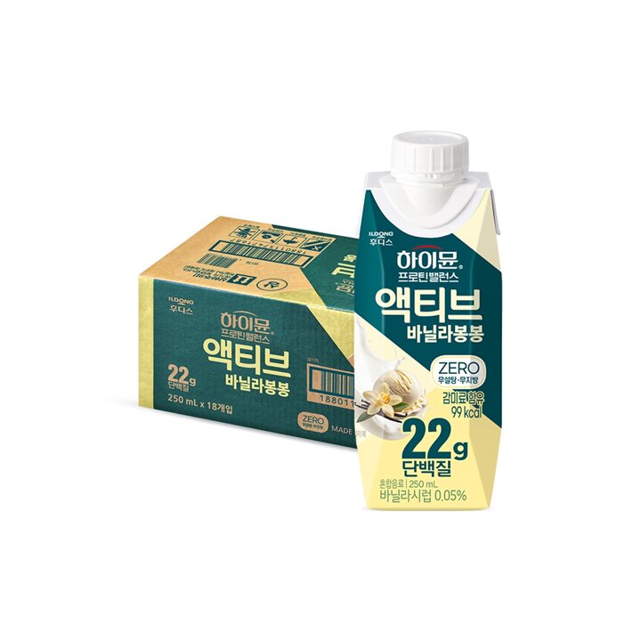 [S] 하이뮨 프로틴 밸런스 액티브 22g 바닐라봉봉 ZERO (250mlx18입) 1박스