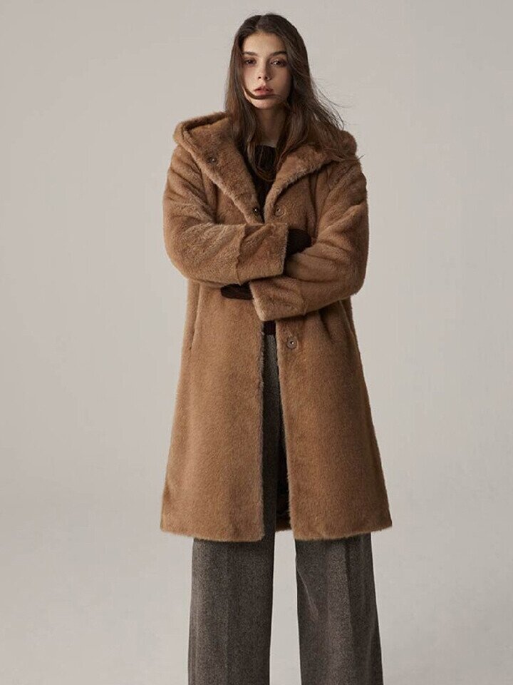 리오벨 페이크 퍼 롱코트
