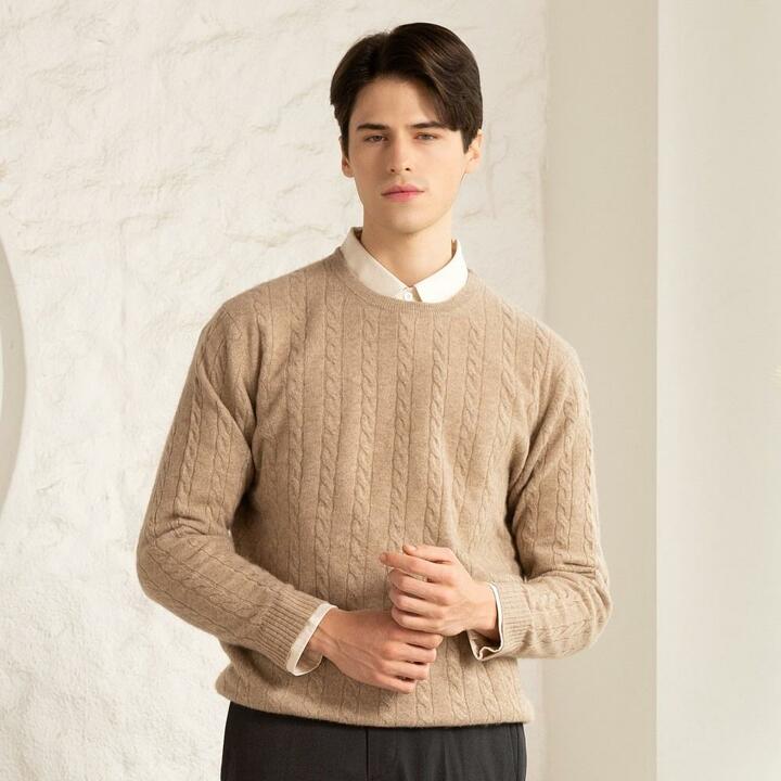 (m) 몽골리안 캐시미어 100 남성 케이블 꽈배기 니트