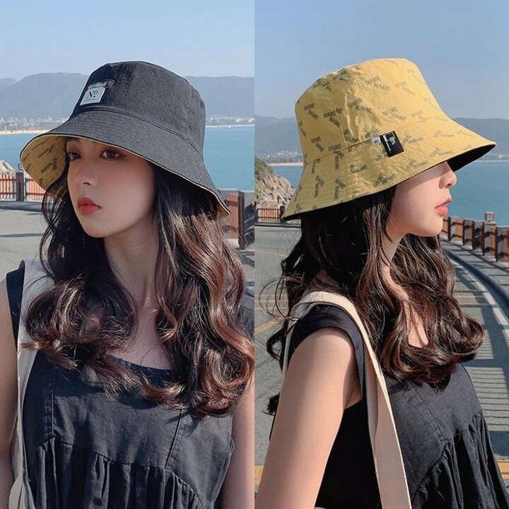 여성사계절양면모자레터링2IN1데일리버킷햇