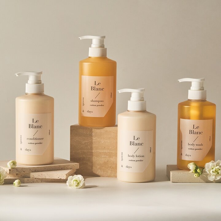 [VIP][4SET] 먼스앤데이즈 퍼퓸케어 르 블랑 풀패키지 베이비파우더향 (샴푸+컨디셔너+바디워시+컨디셔너)