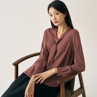 [지센] (2컬러) 솔리드 타이 티 블라우스 LFWSN911