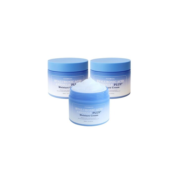 (3개/무배)푸드어홀릭 히알루론산 앰플 플러스 모이스처 크림 300ml/수분크림 대용량 빠른보습