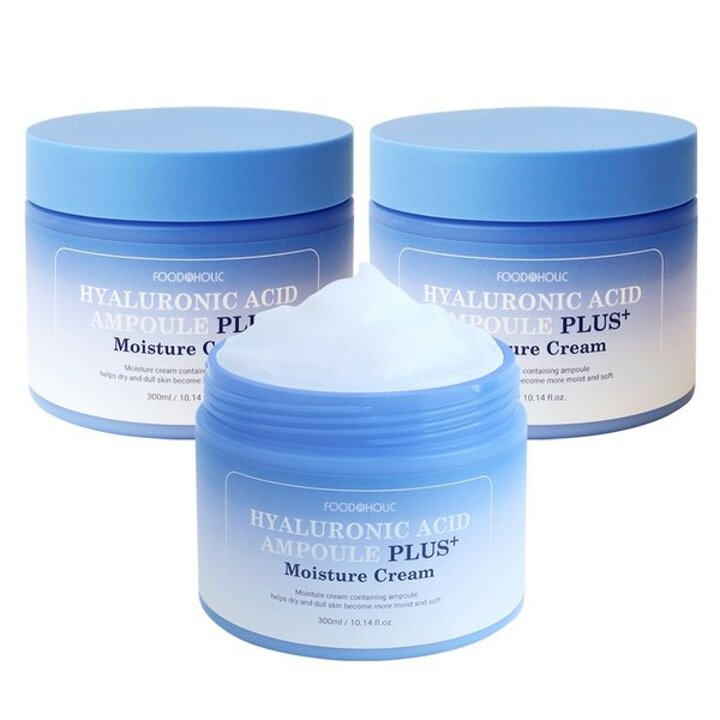 (3개/무배)푸드어홀릭 히알루론산 앰플 플러스 모이스처 크림 300ml/수분크림 대용량 빠른보습