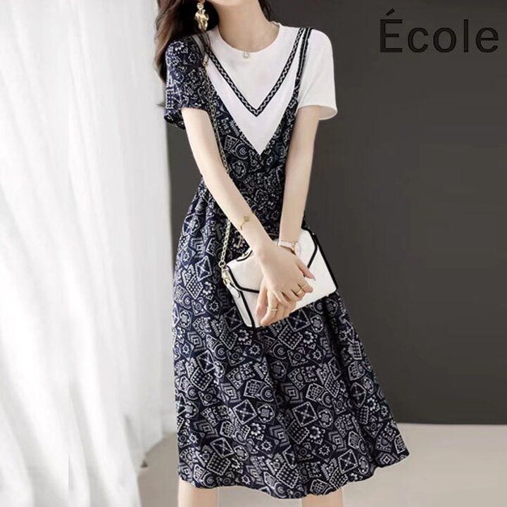 페이즐 배색 원피스F26WOB008Z