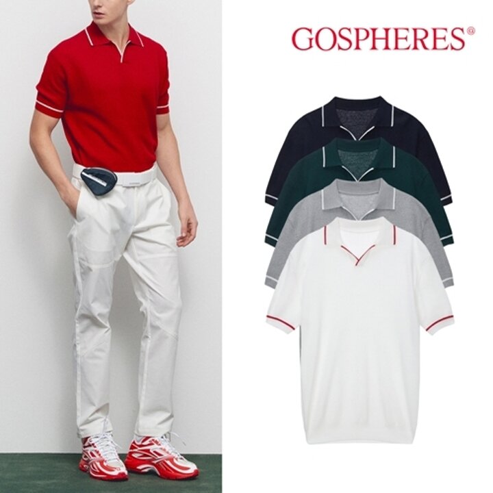 고스피어 GOSPHERES MAN OPEN COLLAR POLO SWEATER PM2UPK32