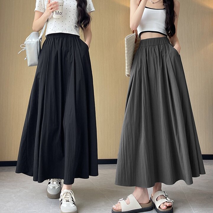 여자 A라인 무지 밴딩 심플 롱 스커트 SDW-SKA-SURK1001504