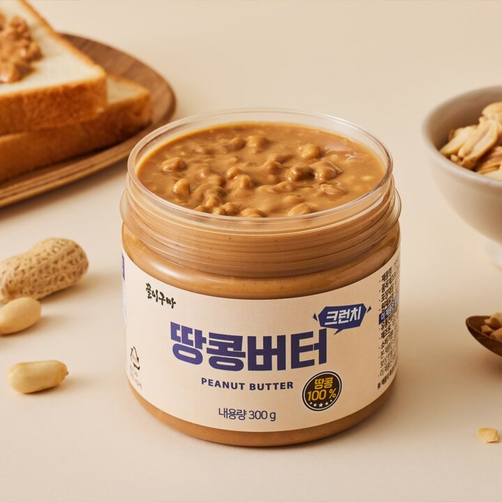 [꿀이구마] 땅콩100퍼센트 잼 크런치 땅콩버터 300g x 3개