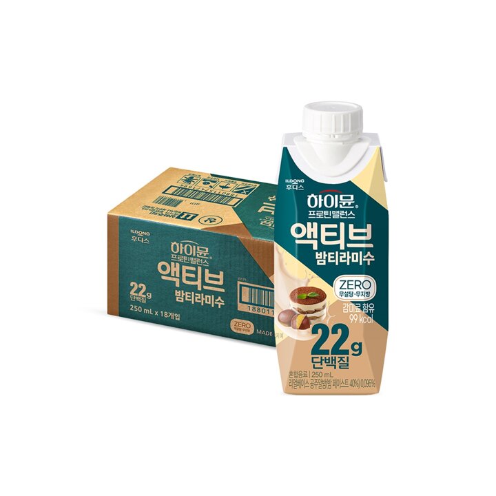 [S] 하이뮨 프로틴 밸런스 액티브 22g 밤티라미수 ZERO (250mlx18입) 1박스