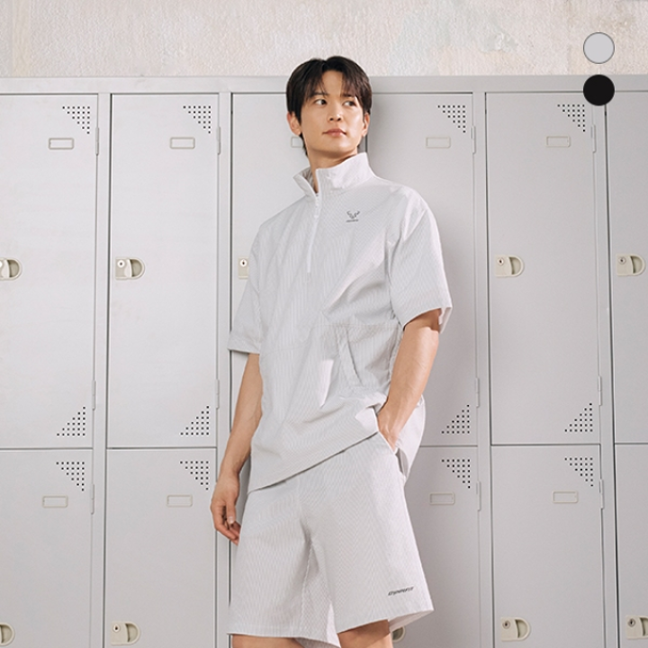 [26SS][다이나핏 공식] 남성 에어 스트라이프 반팔 아노락_YMM26253