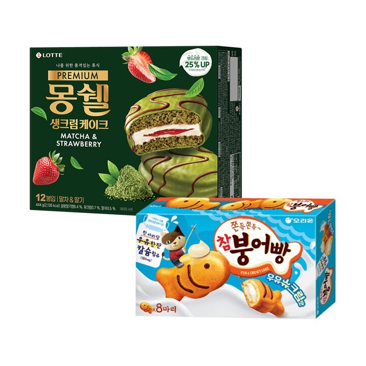 참붕어빵 우유슈크림맛 232g x1 + 몽쉘 말차 444g x1