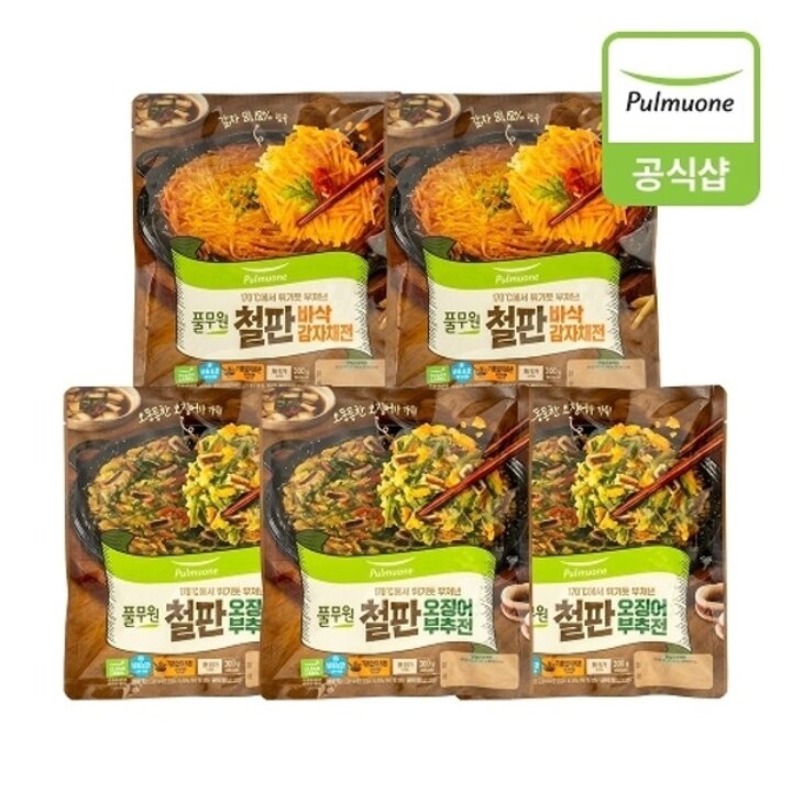 [풀무원] 철판 바삭 오징어부추전 3봉 감자채전 2봉 (150gX2장,300g 총10장)18399279587762