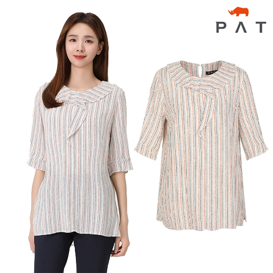 [PAT] 인견 스트라이프 프린트 블라우스_1H42513