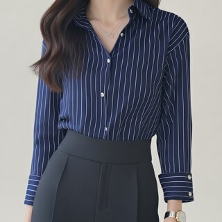 [귈림] 세로 실 스트라이프 셔츠(GBFBL067P)