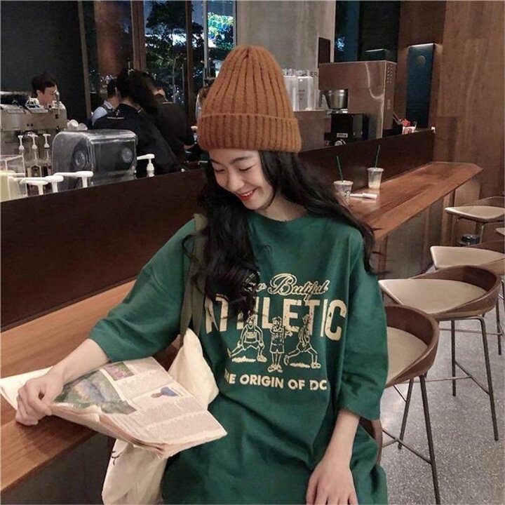 루즈핏반팔여성티셔츠프린팅박스티t-08-h