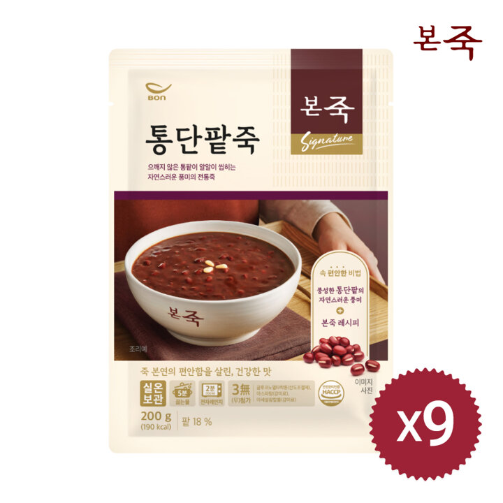 (G)[본죽] 통단팥죽 200g 9팩
