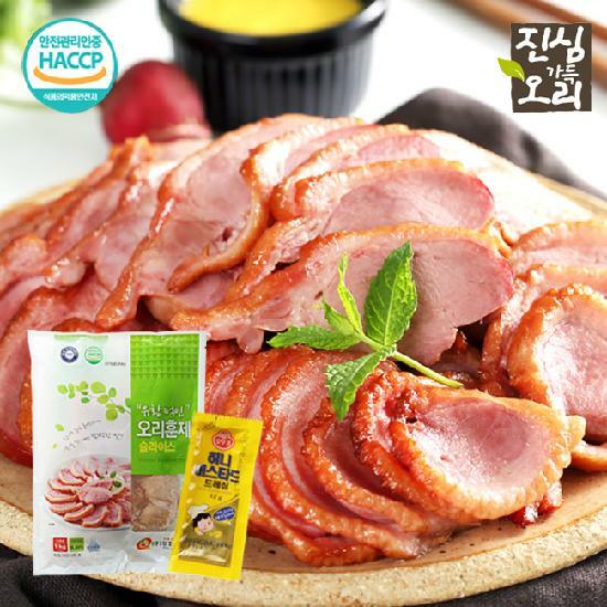 [진심오리] 유황먹은 훈제오리 1kg*2팩(2kg)+소스증정