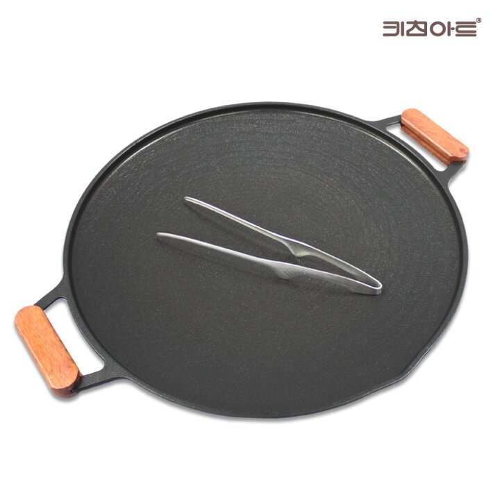 키친아트 금상첨화 인덕션가능 그리들팬 40cm(집게+손잡이) 전골팬 고기불판