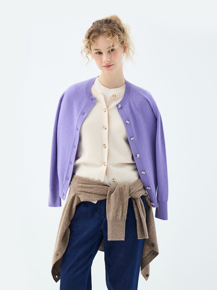캐시미어 베이직 지니아 가디건 (UFKKCA350C-L/PURPLE)