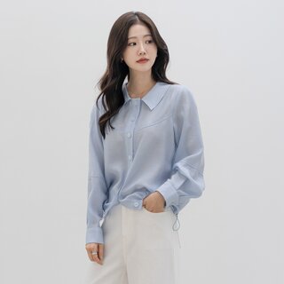 퍼든 카라 스트링 블라우스