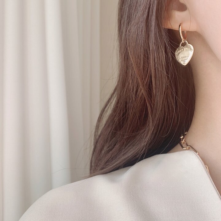14k G.F 루브르 하트 원터치 링 귀걸이 EA2401