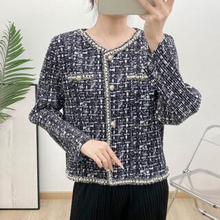 플라라 플리츠트위드진주라인블라우스