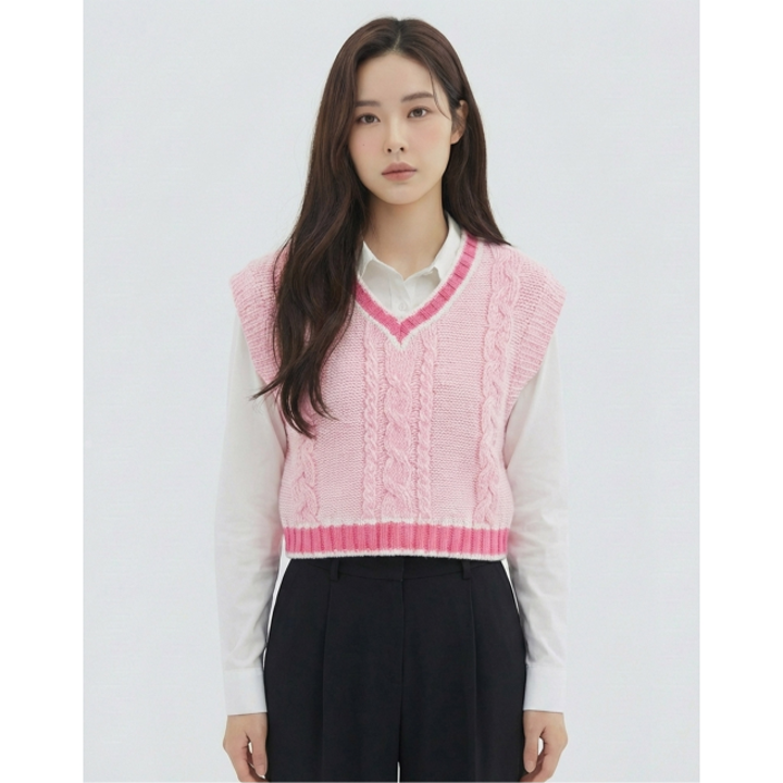 [반에이크] 투톤짜임 니트베스트_VB33KVUV02Z