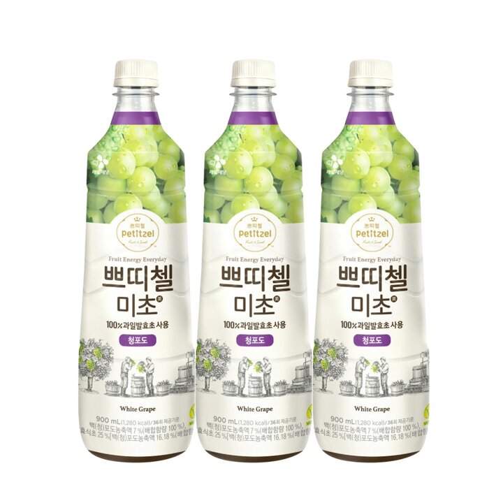 CJ 쁘띠첼 미초 청포도 900ml x3개