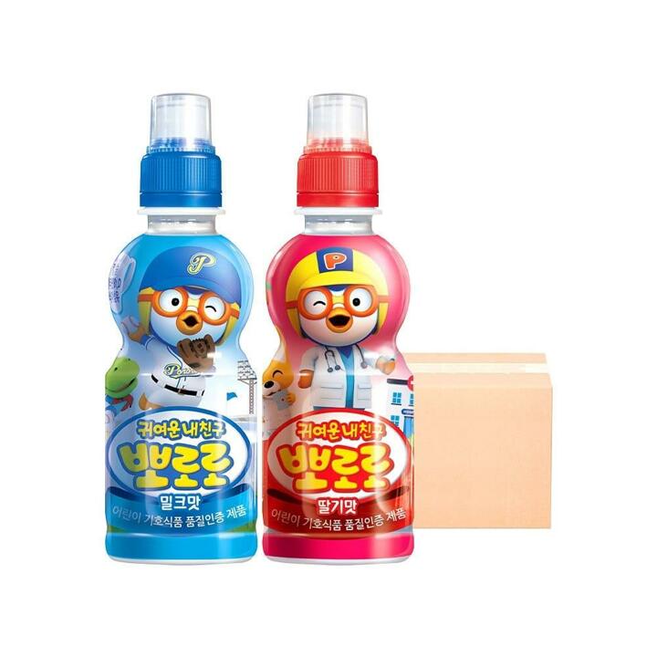 [G] 팔도 뽀로로 음료수 235ml 2종 혼합 24입 (밀크12 + 딸기12)