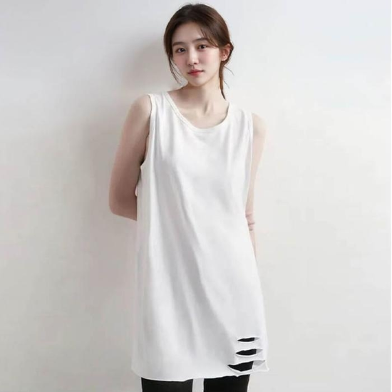 32162372-패셔너블나세련시민소매화이트밑단여자커팅