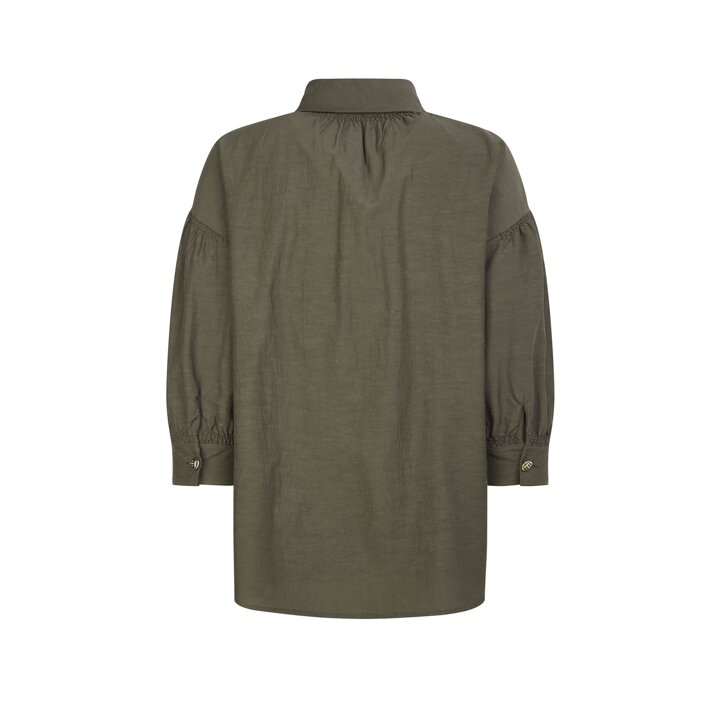 닥스 여성 [스테디셀러]카키 셔링장식 면혼방 7부소매블라우스 (WKBL5B407K2)
