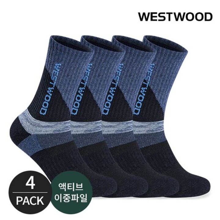 웨스트우드 남성 보카시포인트 등산 장목양말 4P BL[32184979]