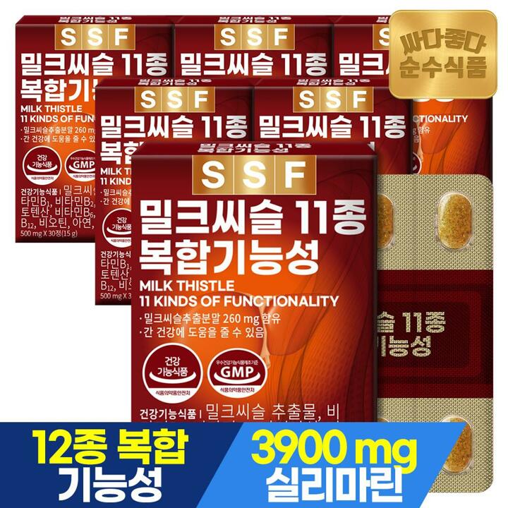 순수식품 밀크씨슬 11종 복합 기능성 6박스(180정) 6개월분