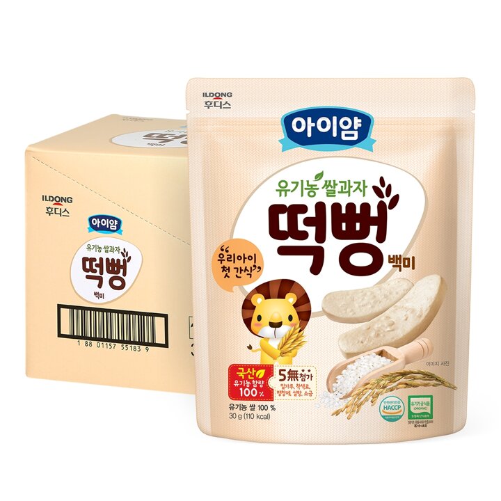 아이얌 유기농쌀과자 백미떡뻥 30g 6개