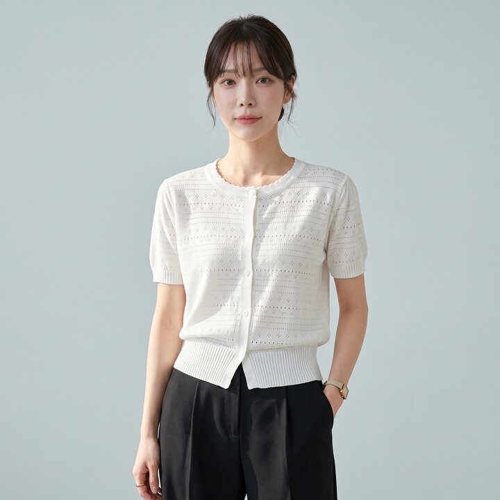 KARRA 그래스홀버튼가디건_A5M0179