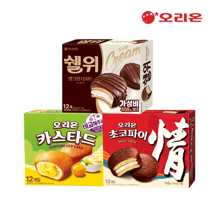 오리온 쉘위 클래식 12P(408g)+카스타드 12P(276g)+초코파이 12P