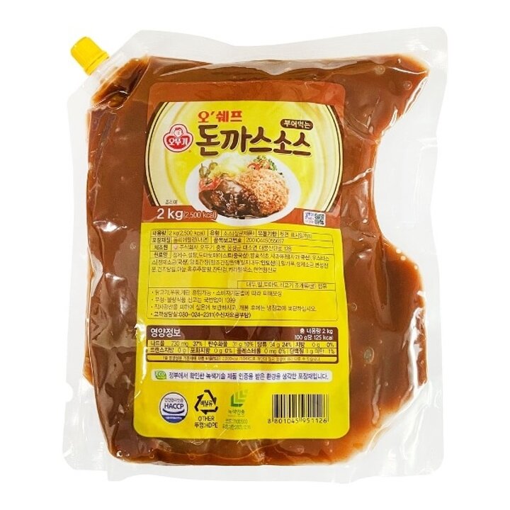 오뚜기 오쉐프 부어먹는돈까스소스 2kg (스파우트팩)1개23114192643565