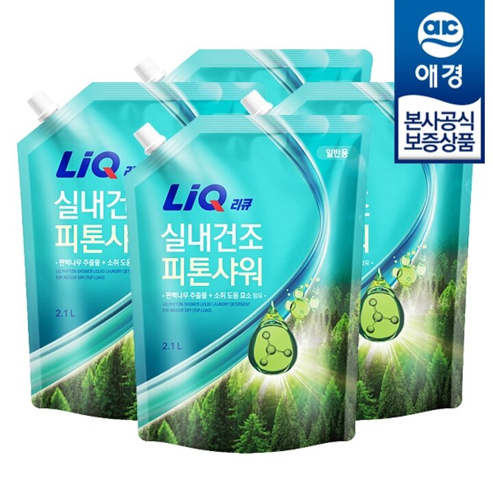 [애경] 리큐 실내건조 피톤샤워 세탁세제 리필 2.1L x4개