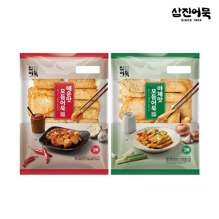 [G][삼진어묵] 매운모듬어묵(900g)+야채모듬어묵(900g) 세트