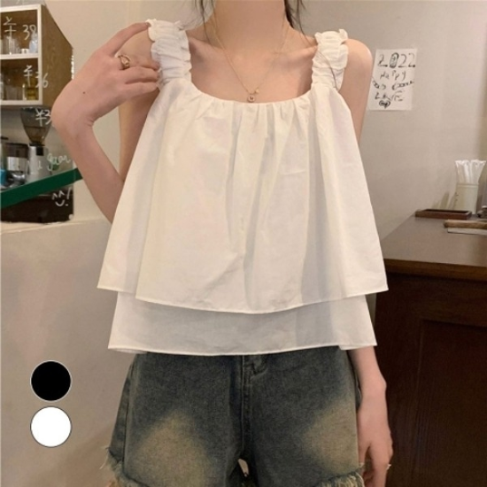 프릴 레이스 디테일 러블리 데일리 나시 블라우스19649784667501