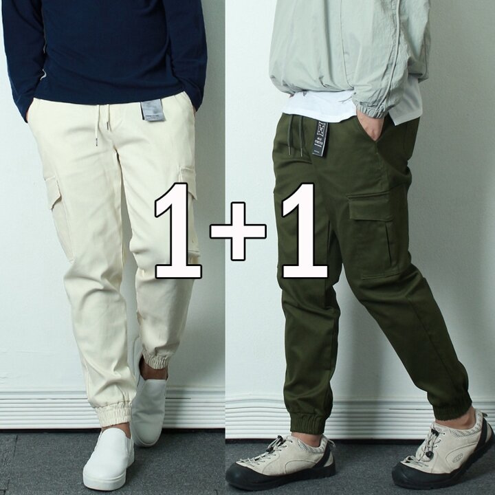 1 1 남자조거팬츠 카고 건빵바지 면 코튼 밴딩KMPA06SET