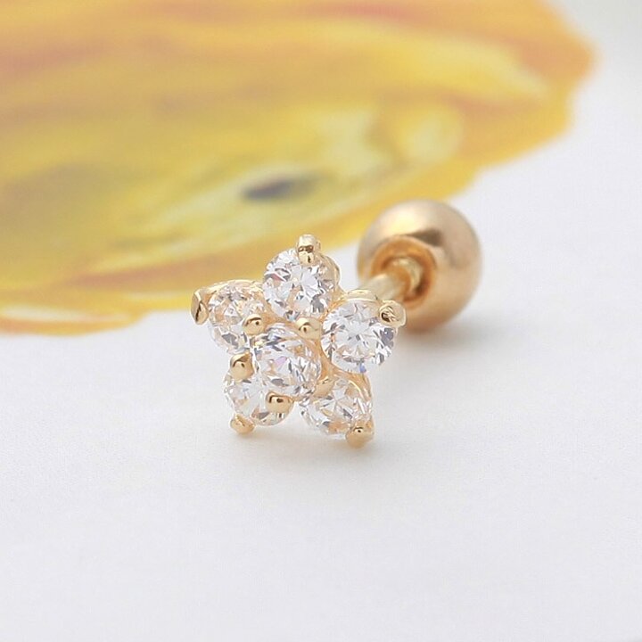 [미니아트] 10K GOLD 스타플라워 데일리 귓바퀴 연골 피어싱 미니귀걸이 한쪽