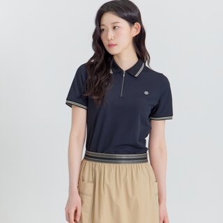 [지센] (3컬러) 스판 지퍼 카라 반팔 티셔츠 LSTSP457