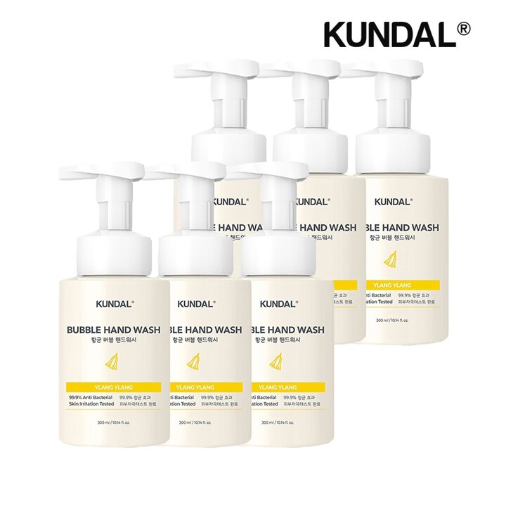 쿤달 퓨어 앤 세이프 버블 핸드워시 일랑일랑 300ml x6개