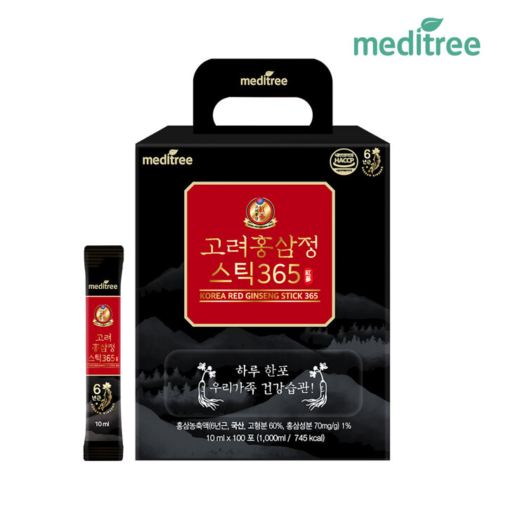 [시크릿특가] 메디트리 고려 홍삼정 365 스틱 1박스 100포 대용량 원액 진액 액기스 농축액 추출액