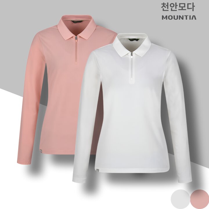 마운티아 여성 봄 카라 집업형 메쉬 소재 티셔츠 일상 등산 스포츠 카이아티셔츠C2 1MQTSS4506CA