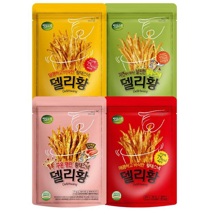 황태스낵 델리황 4종세트 (오리지날, 버터맛, 매운맛, 명란맛)